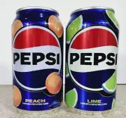 Limited Edition Rare Pepsi PEACH & LIME Flavored Soda 2 Cans Each 12 Fl Oz