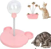 Leaking Treats Ball Pet Feeder Toy, Wobbly Dog Treat Toy, Bottom Suction Cup, Spring Swing Design, Funny Pet Leaking Ball Cat Dog Slow Feeders (Pink)