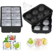 Ice Cube Trays (Set of 2),Round Ice Ball Maker Mold with Lid & Large Sphere...