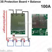 3S 100A w/Balance BMS Protection PCB Board for 18650 Li-ion Lithium Battery Cell