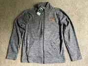 Boys Puma Fleece Full Zip Jacket Size Large 14/16 Heather Grey Orange