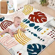 PLUUSHUU Security Camera for Play Mats Floor Playpen, Security Camera Detection in Thicker Non-Slip Foam Crawling Mat to Play (Brown, 50x50inch)