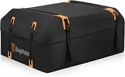 Military-Grade Waterproof Car Roof Bag - Rooftop Cargo Carrier – 19 Cubic Ft. with 4 Door Hooks, Zipper/Buckle Closure, Extra Strap – Black Roof Bag for Cars with or Without Rack