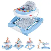 Costway 6in1 Walker & Rocker Adjustable Push Walker w/Music Tray Ride on Car Activity Center Blue