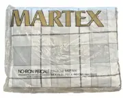 1980s Martex Full Fitted Sheet Plaid Grey White Black New Old Stock Made USA