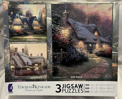 900 Total Pieces - 3 Different Cottage Puzzles [021081035323] Thomas Kinkade