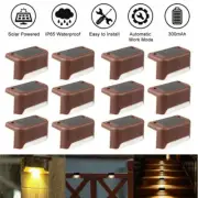 12Pcs Solar LED Deck Lights Path Garden Yard Outdoor Stairs Step Fence Lighting