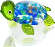 Hand Blown Glass Sea Turtle Figurines - Miniature Art Glass Decor Collectibles