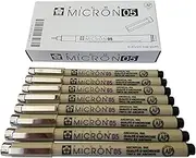 Sakura Pigma Micron pen 05 Black ink marker felt tip pen Archival pigment ink pens 0.45mm line-width fine point for artist technical drawing pens - 8 pack of Micron 05 black