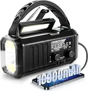 10000mAh Solar Radio, NOAA Emergency Weather Radio,Type-C Charging Portable Solar AM FM NOAA Radio with USB Charger,Flashlight,Reading Lamp,Compass,SOS for Outdoor Camping Hurricane Storm
