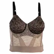 Rago Shapewear Long Line Firm Shaping Black Mocha Expandable Cup Bra Size 46DD