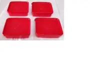 Tupperware New Small Square -A- Way Containers Set of 4 Cherry Color