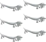 Dog Shape Chopstick Rest, 6 Pack Stainless Steel Little Dog Chopsticks Stand, Cute Dachshund Kn-IFE Rest, Silver Dachshund Zinc Alloy Fork Stand Spoon Tableware Rack Holder Tool Kitchen Gadget