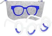 Motion Sickness Glasses, 1 Pcs Travel Sickness Eyewear, No Lens Liquid Motion Sickness Smart Glasses Comes with Bag, Portable Sea Sickness Relief Eyewear For Adults & Kids Gaming & Sports (Blue)