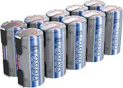 Tenergy NiMH SubC 1.2V 3800mAh Rechargeable Batteries, with Tabs, 10 Pack