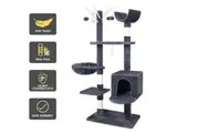BEASTIE 145cm Cat Tree Scratcher Tower Cat Scratching Post Grey