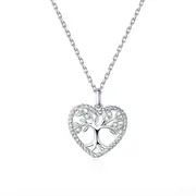 Silver plating Radiant Tree of Life Heart Pendant Necklace for Women Family Gifts Jewelry