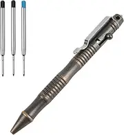 Lary Solid Brass Bolt Action Pen Retro Black ballpoint Pen EDC Signature with 3 Extra Refills in Box (LA002)