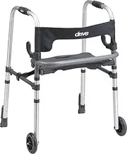 Drive Medical Clever-Lite LS Rollator Walker with Seat and Push Down Brakes, Gray