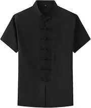 [Generic] Summer Tang Suit Men's Short-Sleeved Shirt Chinese Traditional Loose Casual Men's Kung Fu