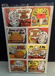 Vintage 80’s WENDY’S “Where’s The Beef?” Flip Flap Sticker Sheet
