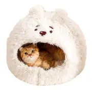 Semi Closed Pet Cat And Dog Sleeping Plush Cute Bear Warm Large Velvet Nest