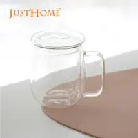 在飛比找momo購物網優惠-【Just Home】清透雙層隔熱耐熱玻璃馬克杯附杯蓋280