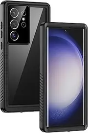 [Lanhiem] for Samsung Galaxy S23 Ultra Case, IP68 Waterproof Dustproof Shockproof Case with Built-in Screen Protector, Full Body Underwater Protective Cover for Galaxy S23 Ultra 5G 6.8 Inch, Black/Clear