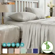 100% Bamboo Ultra Soft Bed Fitted Sheet Sets Pillowcase Single/SK/D//Queen/King