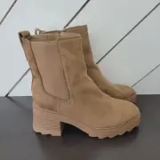 NWT Zodiac Teresa-Chelsea Faux Suede Platform Ankle Boots Chunky Heel Women 8.5
