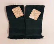 Crafters Pride by Cannon Cross Stitch Fingertip Towels Green Evergreen Lot of 2