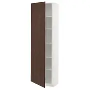 METOD high cabinet with shelves, white/Sinarp brown, 60x37x200 cm