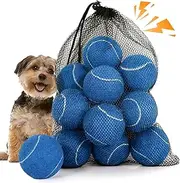 Squeaky Dog Tennis Balls, 12-Pack Toy,Pet Tennis Balls for Large Dog and Puppies Playing, Interactive Squeaker Ball to Engage Pets Attention, Suit for Exercise & Fetch（Blue）