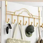 Nail-Free 7-Hook Over Door Hanger Gold Clothes Storage Rack Back Door