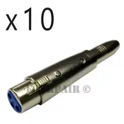 10 Pack - 3pin XLR Female to 1/4" Stereo TRS Jack Audio Microphone Mic Adapter