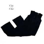 City Chic Black Keyhole Sleeveless Pockets NWT Angular Jumpsuit Plus Size16