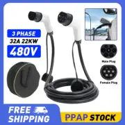 Type2 to Type2 EV Charging Cable 32A 480V for 22KW 3phase Public Quick Charging