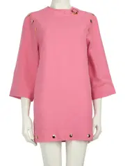 Pink Silk Gold Button Detail Dress