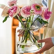 KOIUEYW Clear Vases for Centerpieces, 7 Inch Large Glass Vase for Bouquet, Glasses Home Decor Modern Jarrones Decorativos for Wedding Living Room Dining Table Office