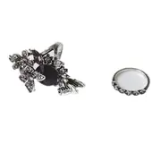 2 PCS/Set Women Fashion Retro Palace Gemstone Crystal Butterfly Ring Ring Size:17(Purple)