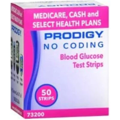 Prodigy No Coding Medicare Blood Glucose Test Strips 50, 100, 150 Count
