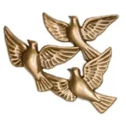 Brass Flying Doves Applique for Box/Cube Cremation Urn, Pewter Also Available
