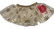 Tutu Skirt Snowflake Gold Mesh Foil Pull On Christmas Holiday Time Sz 12 Months