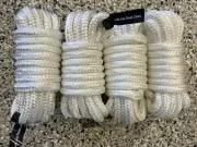 4 Pack White 1/2 Inch 15FT Double Braid Nylon Boat Dock Line Mooring Rope Marine