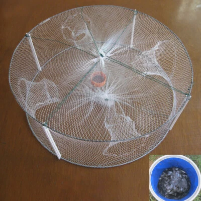 Foldable Fishing Bait Trap Crab Net Crawdad Shrimp Cast Dip Cage Fish Minnow US!