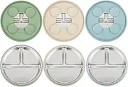 PandaEar 3 Pack Stainless Steel Baby Suction Plates, Divided Toddler Plate for Baby Led Weaning Supplies, Non-Slip Toddler Baby Feeding Set Dishwasher Safe