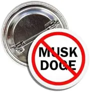[Generic] Anti-Musk Anti-Doge Political Protest Button, 1.50 Inch Round Pin, Black and Red, Standard, Metal, no gemstone