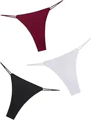 [KEOYA] Women’s Sexy Thong G-String Ice Silky Bikini Underwear Ultra Seamless Low Rise Panties Cheeky Stretchy No Show Briefs 3 Pack