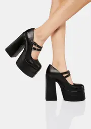 [Windsor Smith] Amour Black Leather Platform Heels