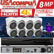 Hikvision 4K ip Security Camera System 8CH POE NVR 4MP WDR W/ Turret Audio